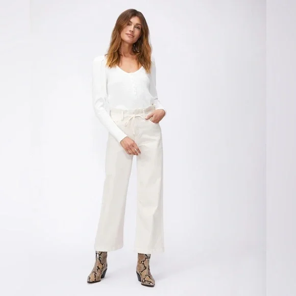 NWT PAIGE Carly Waistband Tie Warm Ecru sz 32 - Picture 4 of 8